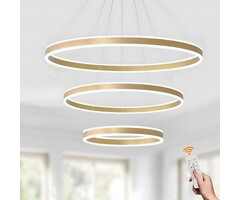 Design LED-Pendelleuchte 3 Ringe Gold - Dimmbar & Höhenverstellbar - bis zu 71% Rabatt