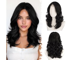 Barsdar Schwarze 40 cm Perücke mit Curtain Bangs - Jetzt bis zu 62% sparen