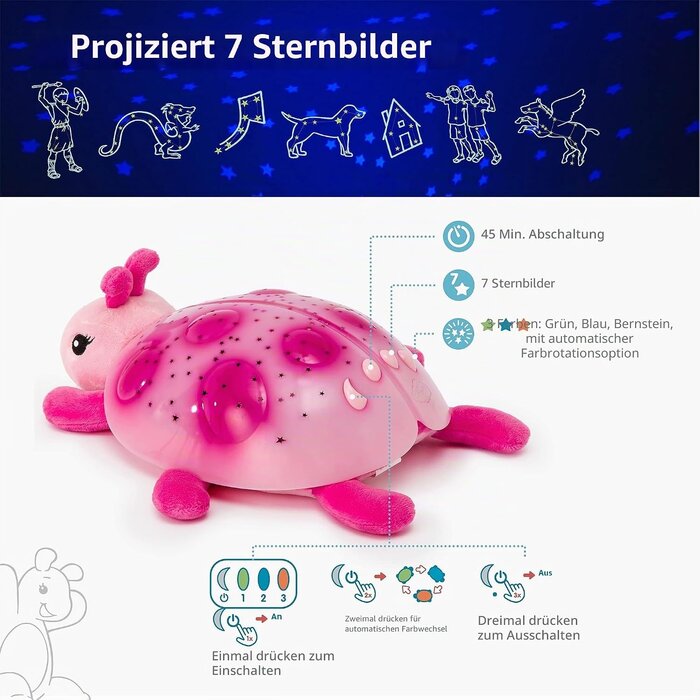 Marienkäfer Sternenprojektor Rosa - 72% Rabatt auf das Nachtlicht