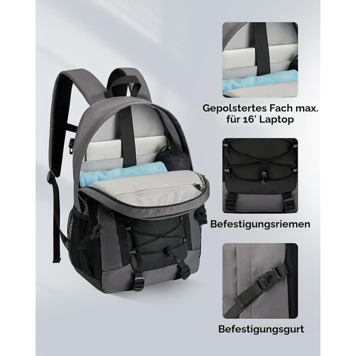 Laptop-Rucksack 25L Zwart - 72% Rabatt - 16 Zoll Fach - Ergonomisch