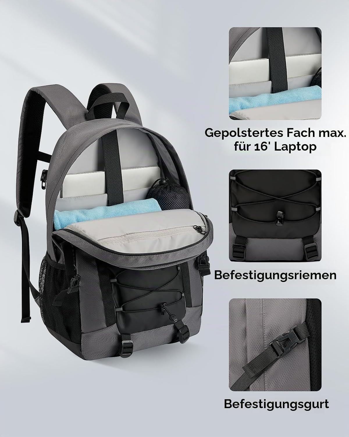 Laptop-Rucksack 25L für 16 Zoll Notebooks - Grau - 72% Rabatt