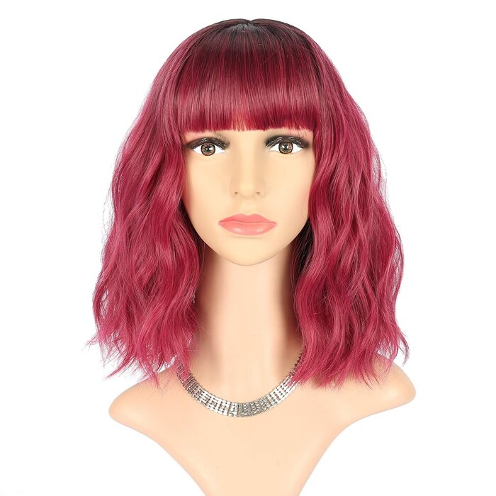 Bob-Perücke Ombré Schwarz-Dunkelrot 30 cm - 66% Rabatt