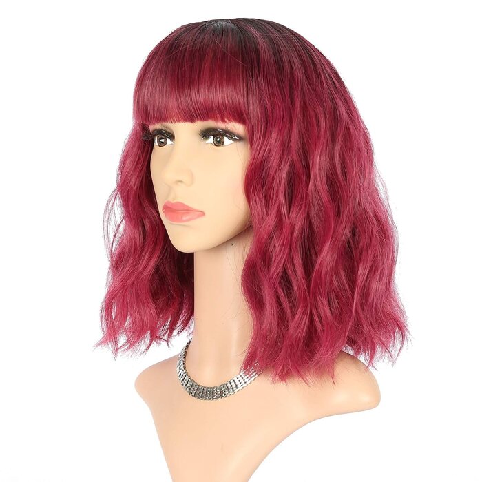 Bob-Perücke Ombré Schwarz-Dunkelrot 30 cm - 66% Rabatt