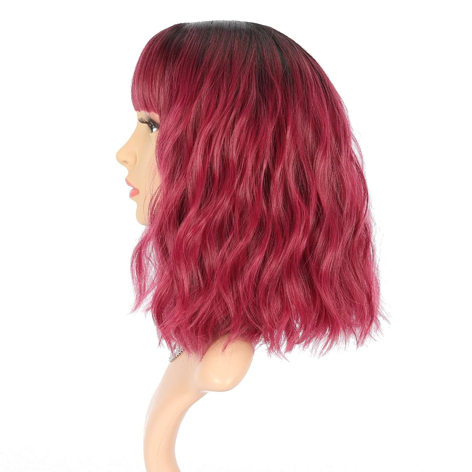 Bob-Perücke Ombré Schwarz-Dunkelrot 30 cm - 66% Rabatt