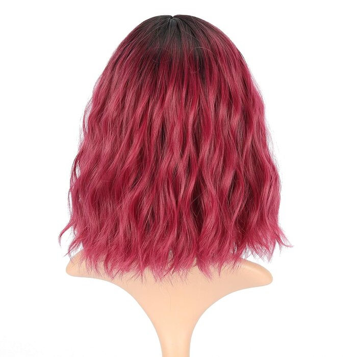 Bob-Perücke Ombré Schwarz-Dunkelrot 30 cm - 66% Rabatt