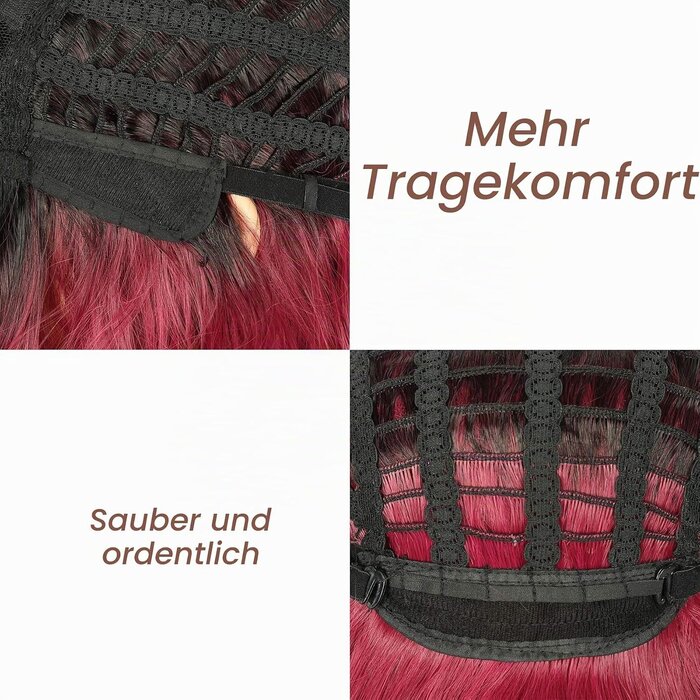Bob-Perücke Ombré Schwarz-Dunkelrot 30 cm - 66% Rabatt