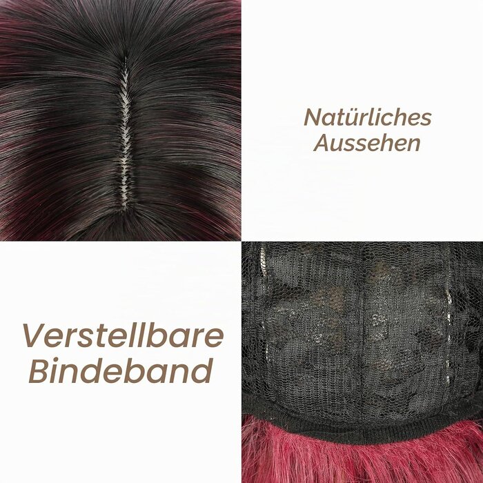 Bob-Perücke Ombré Schwarz-Dunkelrot 30 cm - 66% Rabatt