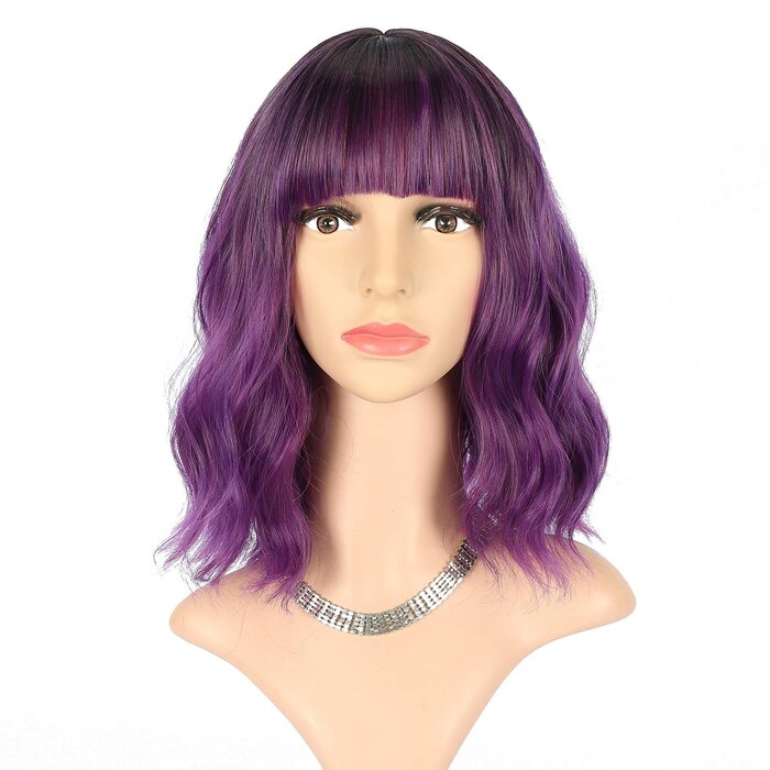 Bob-Perücke Ombré Schwarz-Dunkelrot 30 cm - 66% Rabatt