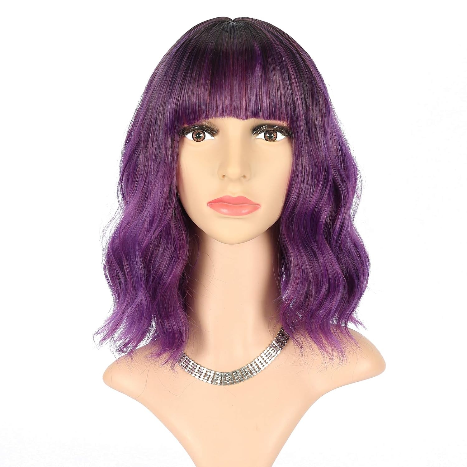 Bob-Perücke Ombré Schwarz-Dunkelrot 30 cm - 66% Rabatt