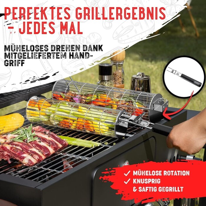 Rollender Grillkorb 2er-Set Edelstahl - Jetzt bis zu 57 % sparen!