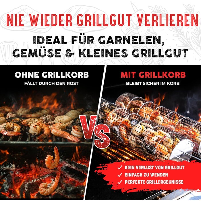 Rollender Grillkorb 2er-Set Edelstahl - Jetzt bis zu 57 % sparen!