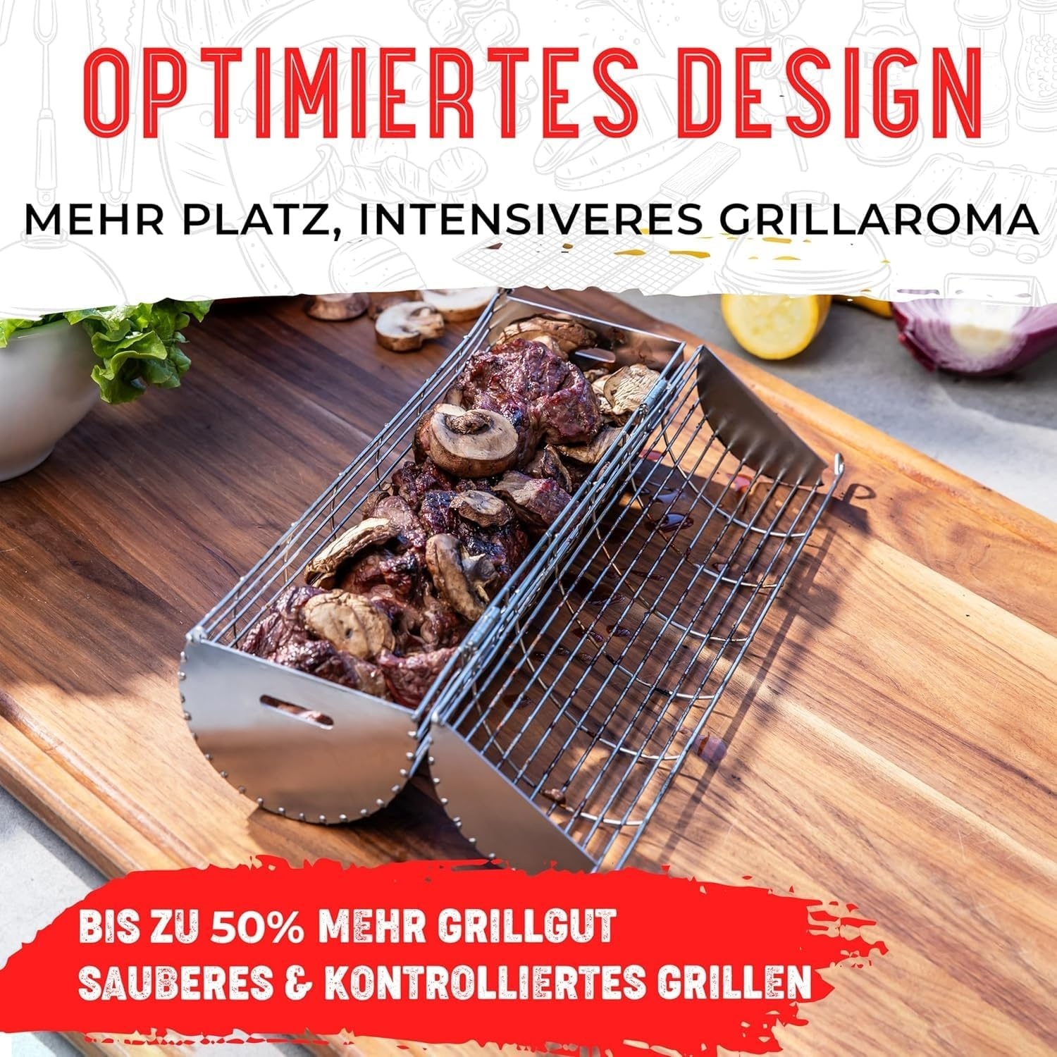 Rollender Grillkorb 2er-Set Edelstahl - Jetzt bis zu 57 % sparen!