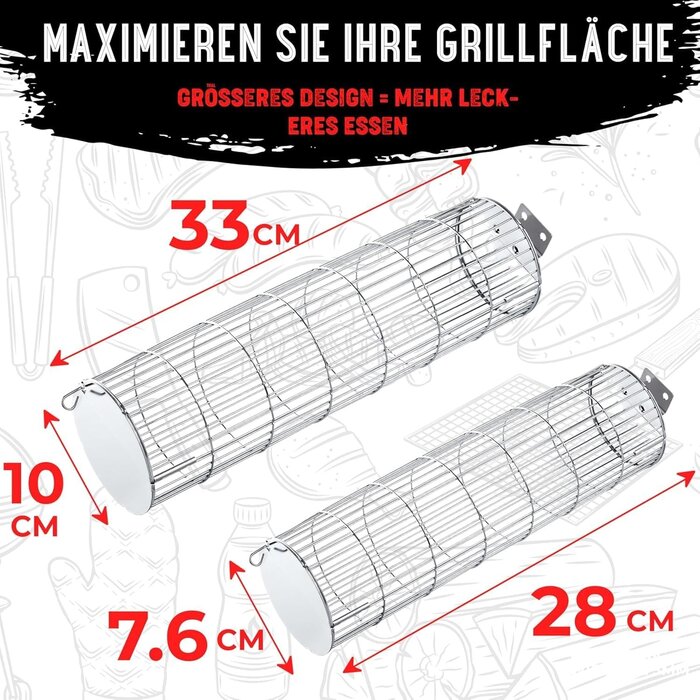 Rollender Grillkorb 2er-Set Edelstahl - Jetzt bis zu 57 % sparen!