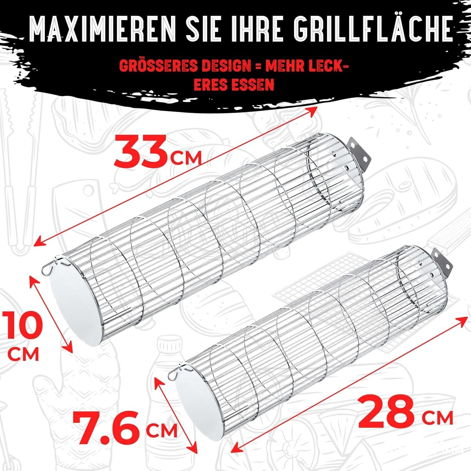 Rollender Grillkorb 2er-Set Edelstahl - Jetzt bis zu 57 % sparen!