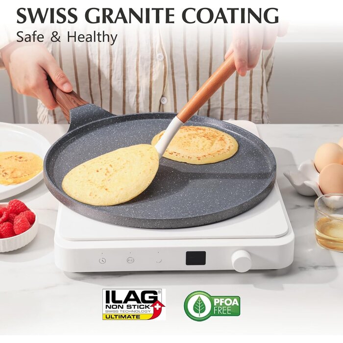 Crêpepfanne 26 cm - Antihaftbeschichtet & Induktionsgeeignet - bis zu 59% Rabatt
