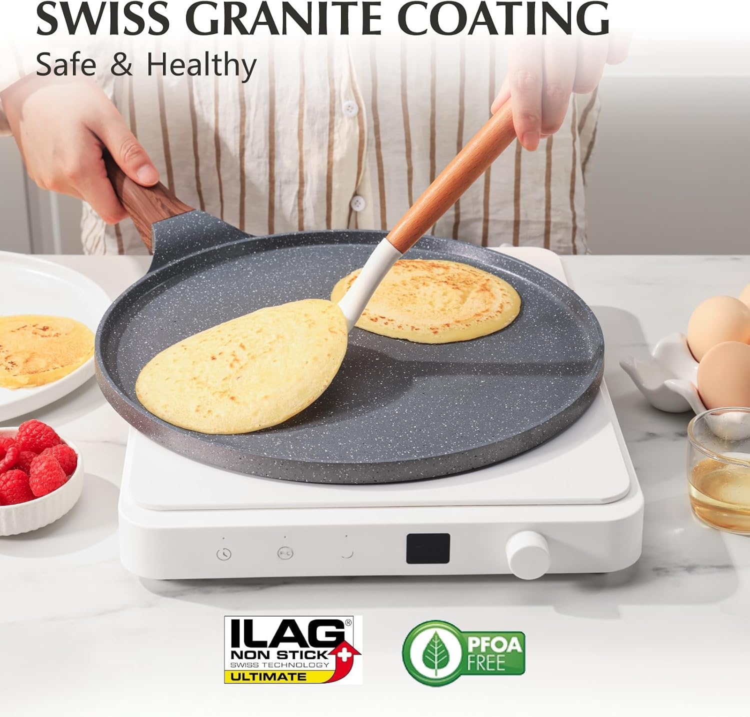 Crêpepfanne 26 cm - Antihaftbeschichtet & Induktionsgeeignet - bis zu 59% Rabatt