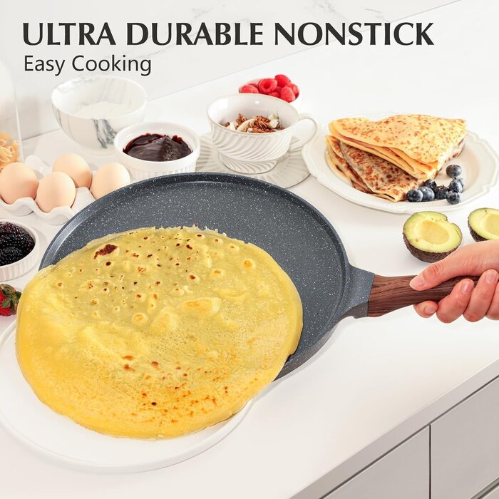 Crêpepfanne 26 cm - Antihaftbeschichtet & Induktionsgeeignet - bis zu 59% Rabatt