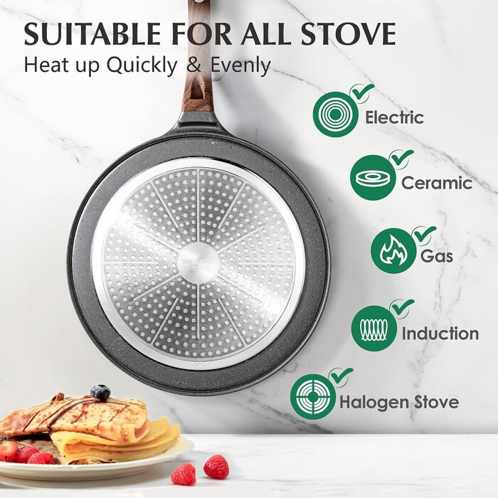 Crêpepfanne 26 cm - Antihaftbeschichtet & Induktionsgeeignet - bis zu 59% Rabatt