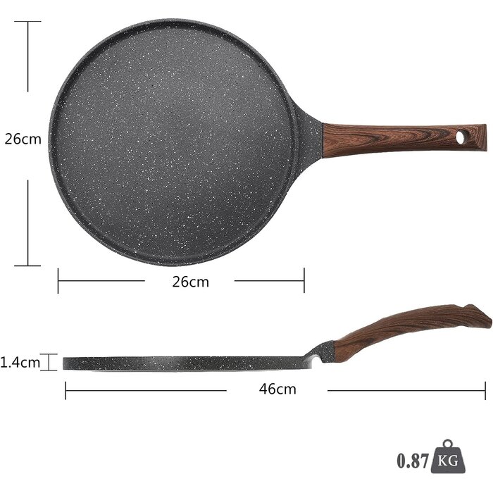 Crêpepfanne 26 cm - Antihaftbeschichtet & Induktionsgeeignet - bis zu 59% Rabatt