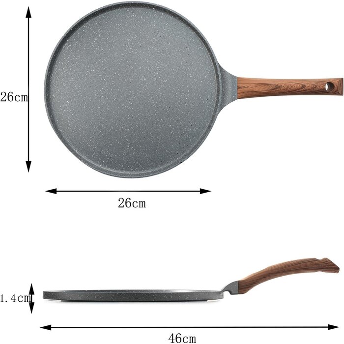 Crêpepfanne 26 cm - Antihaftbeschichtet & Induktionsgeeignet - bis zu 59% Rabatt