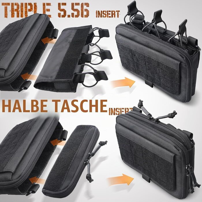 Taktische Molle Admin-Tasche Känguru-Design - Schwarz - Bis zu 58% Rabatt