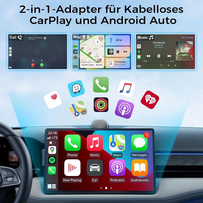 Kabelloser CarPlay Adapter für iPhone & Android - jetzt bis zu 58% sparen