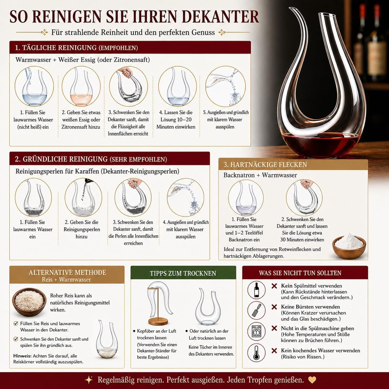 Exklusive Weinkaraffe U-Form 1,5L - Handgeblasen, bis zu 60% Rabatt