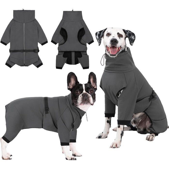 Wasserdichter Hundemantel mit Fleece-Futter - Grau - bis zu 59% Rabatt