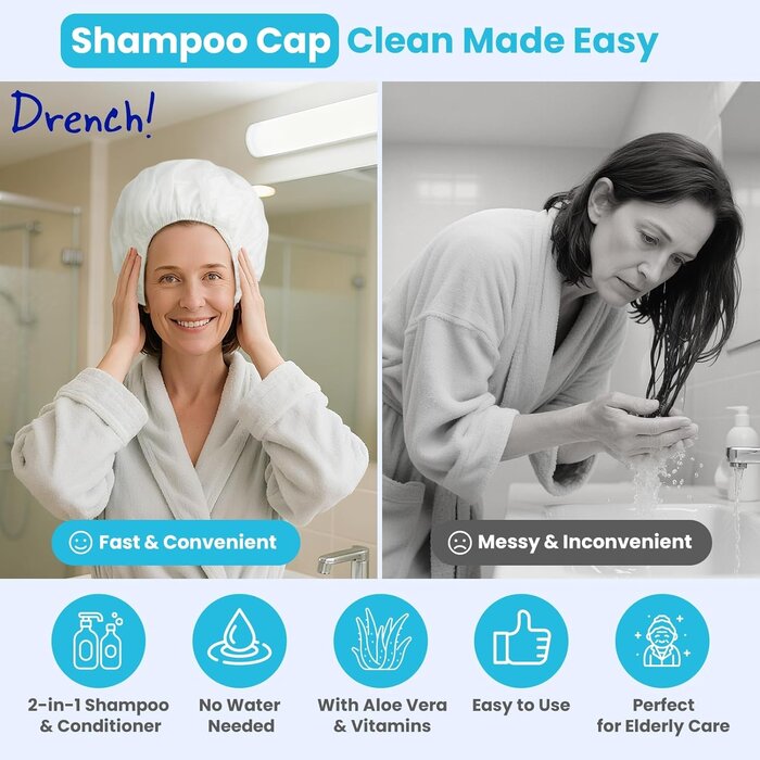 Trockenshampoo-Hauben Set (6 Stk.) - Wasserlose Haarwäsche - bis zu 58% Rabatt
