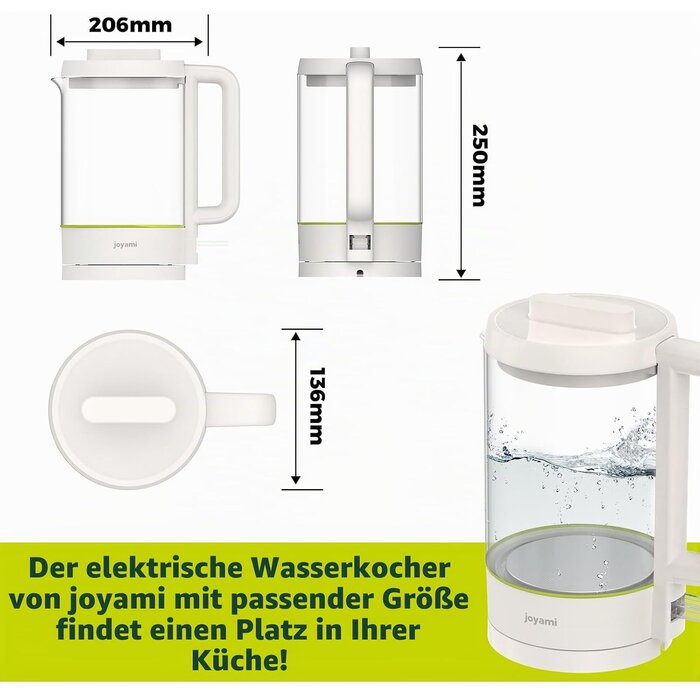 Elektrischer Wasserkocher aus Glas 1,5L 1500W - 29% Rabatt
