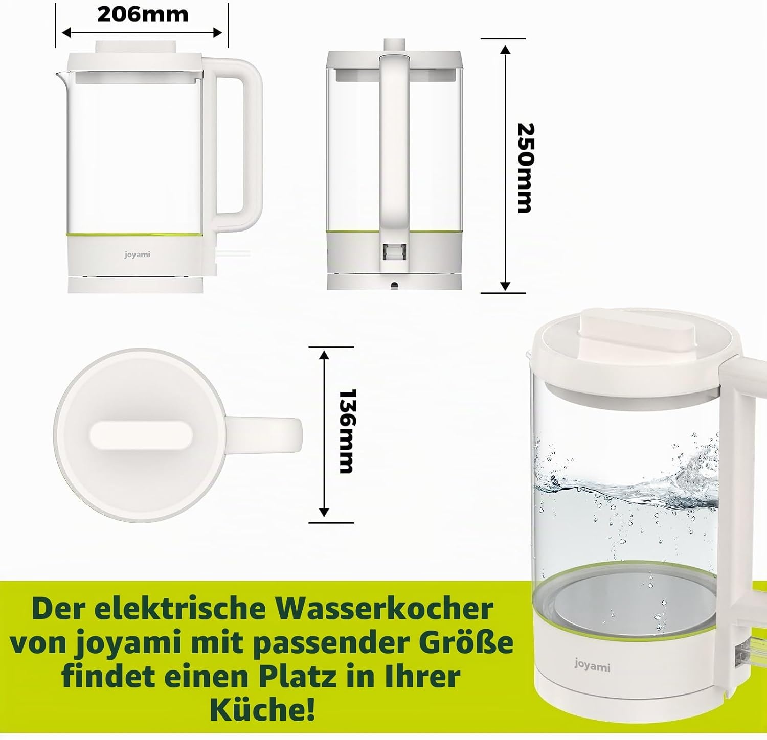 Elektrischer Wasserkocher aus Glas 1,5L 1500W - 29% Rabatt