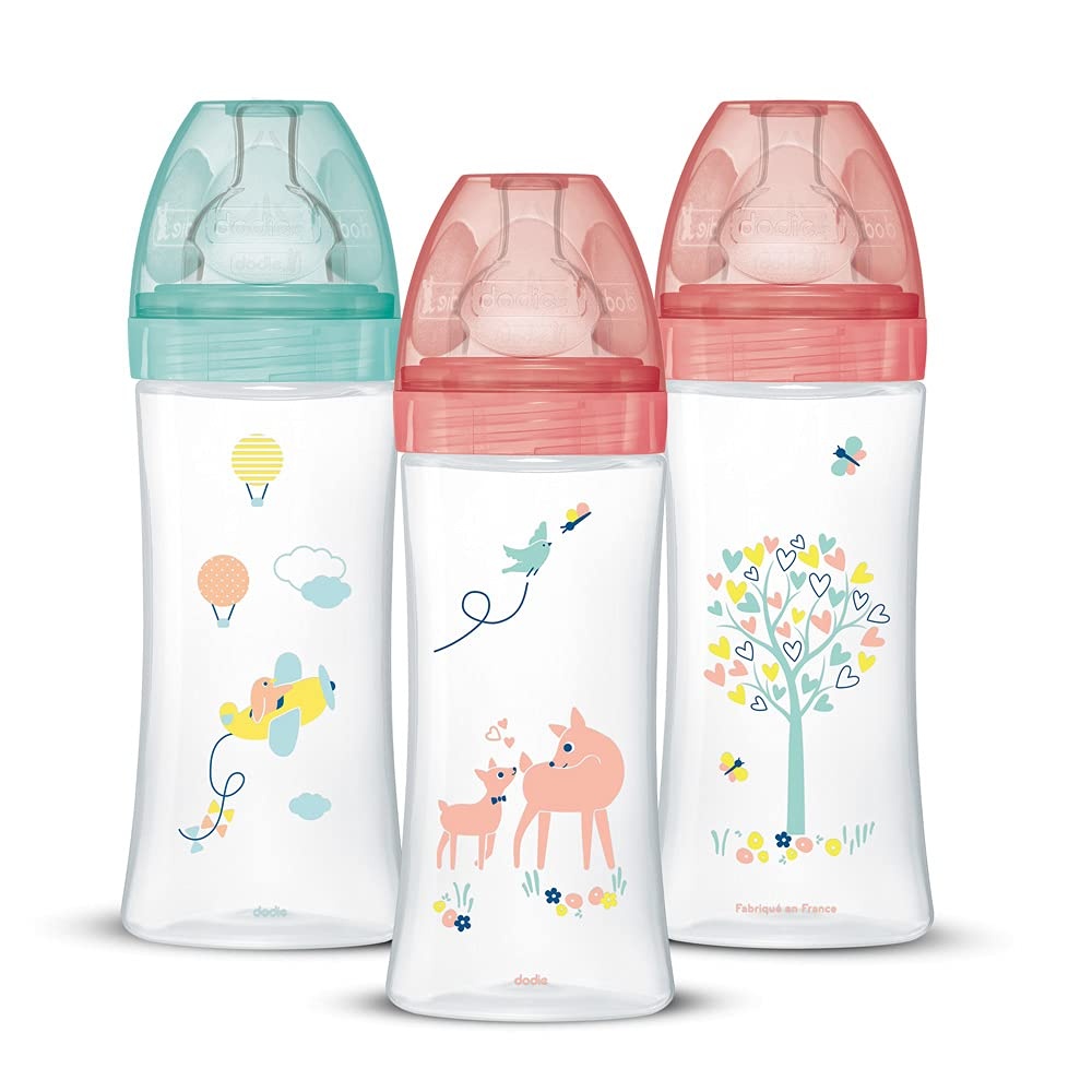 Anti-Kolik Babyflaschen-Set 330 ml ab 6 Monaten, Pastellrosa - bis zu 57% Rabatt