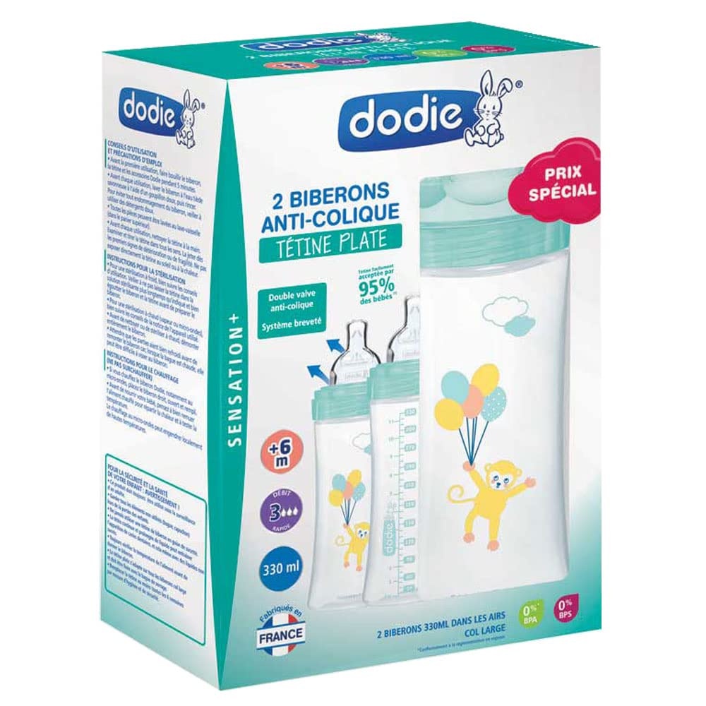 Anti-Kolik Babyflaschen-Set 330 ml ab 6 Monaten, Pastellrosa - bis zu 57% Rabatt