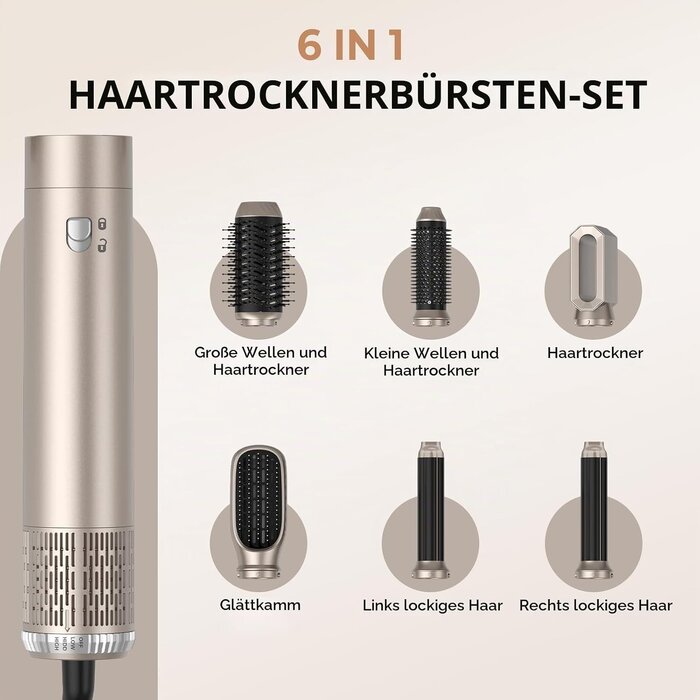 6-in-1 Warmluftbürste & Airstyler - Professionelles Haarstyling bis zu 61% reduziert
