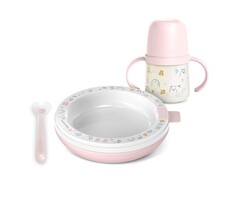 Kinderservice-Set mit Thermo-Teller & Lernbecher - Rosa - Bis zu 58% sparen