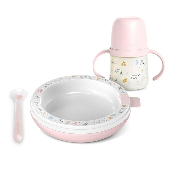 Kinderservice-Set mit Thermo-Teller & Lernbecher - Rosa - Bis zu 58% sparen