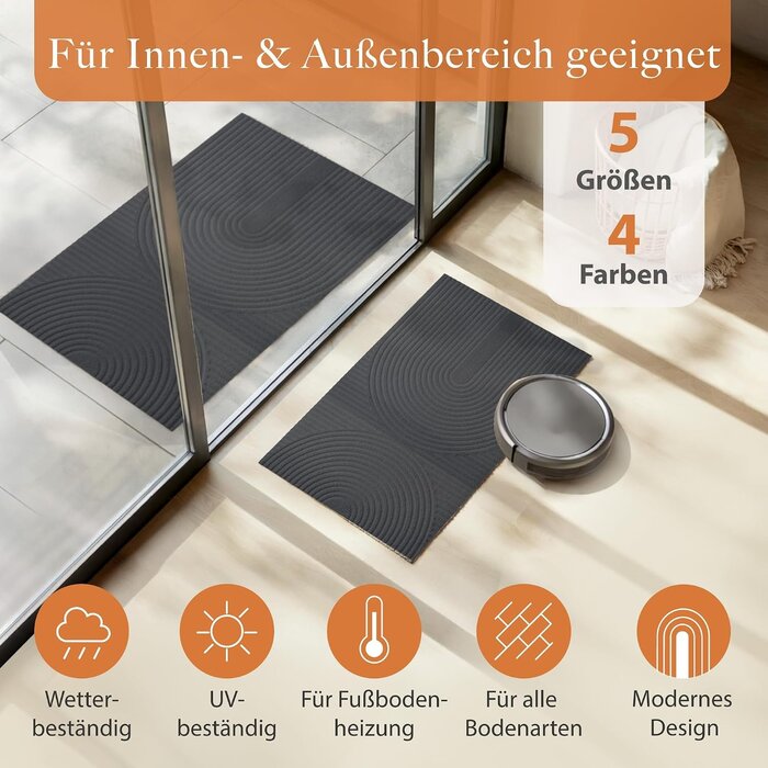 Fußmatte 70x120 cm Anthrazit - Rutschfest & Waschbar - bis zu 56% Rabatt