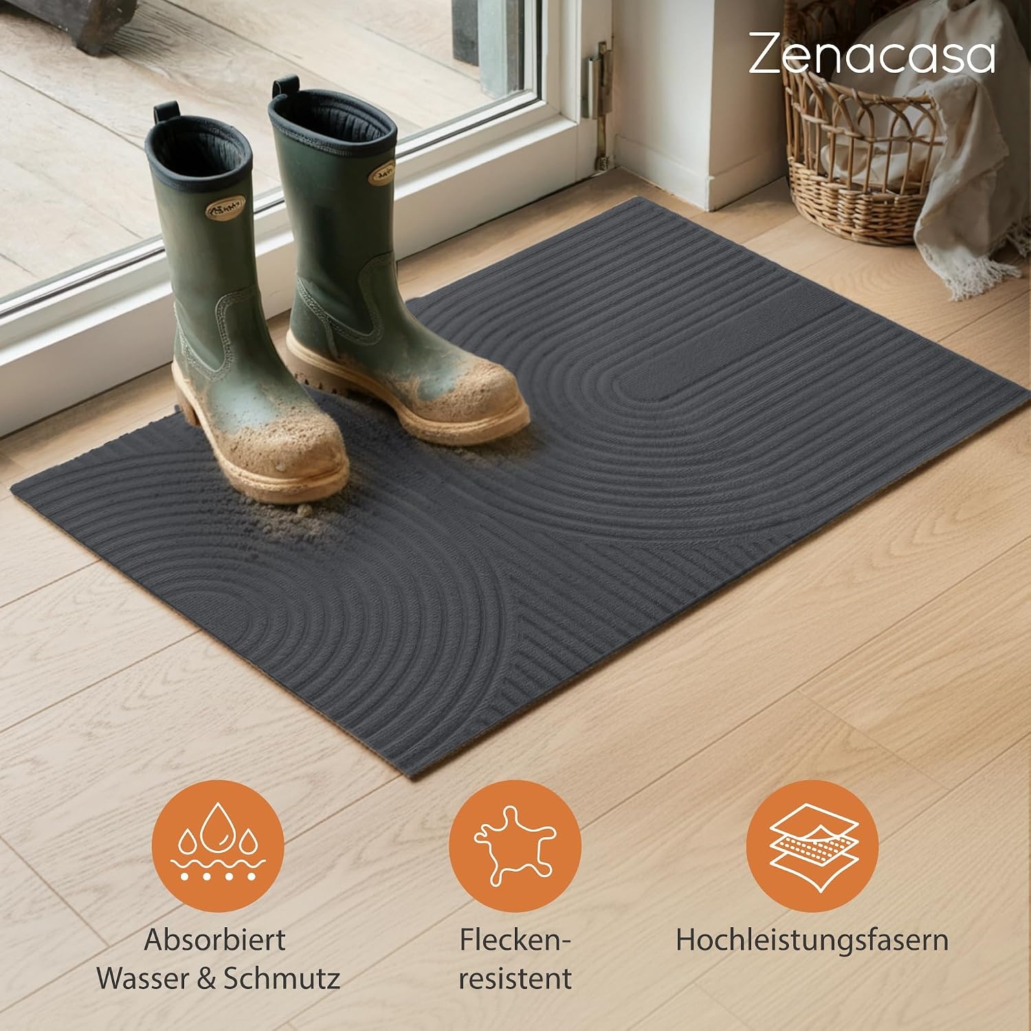 Fußmatte 70x120 cm Anthrazit - Rutschfest & Waschbar - bis zu 56% Rabatt