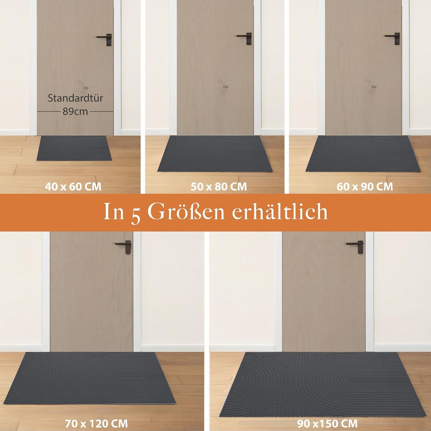 Fußmatte 70x120 cm Anthrazit - Rutschfest & Waschbar - bis zu 56% Rabatt