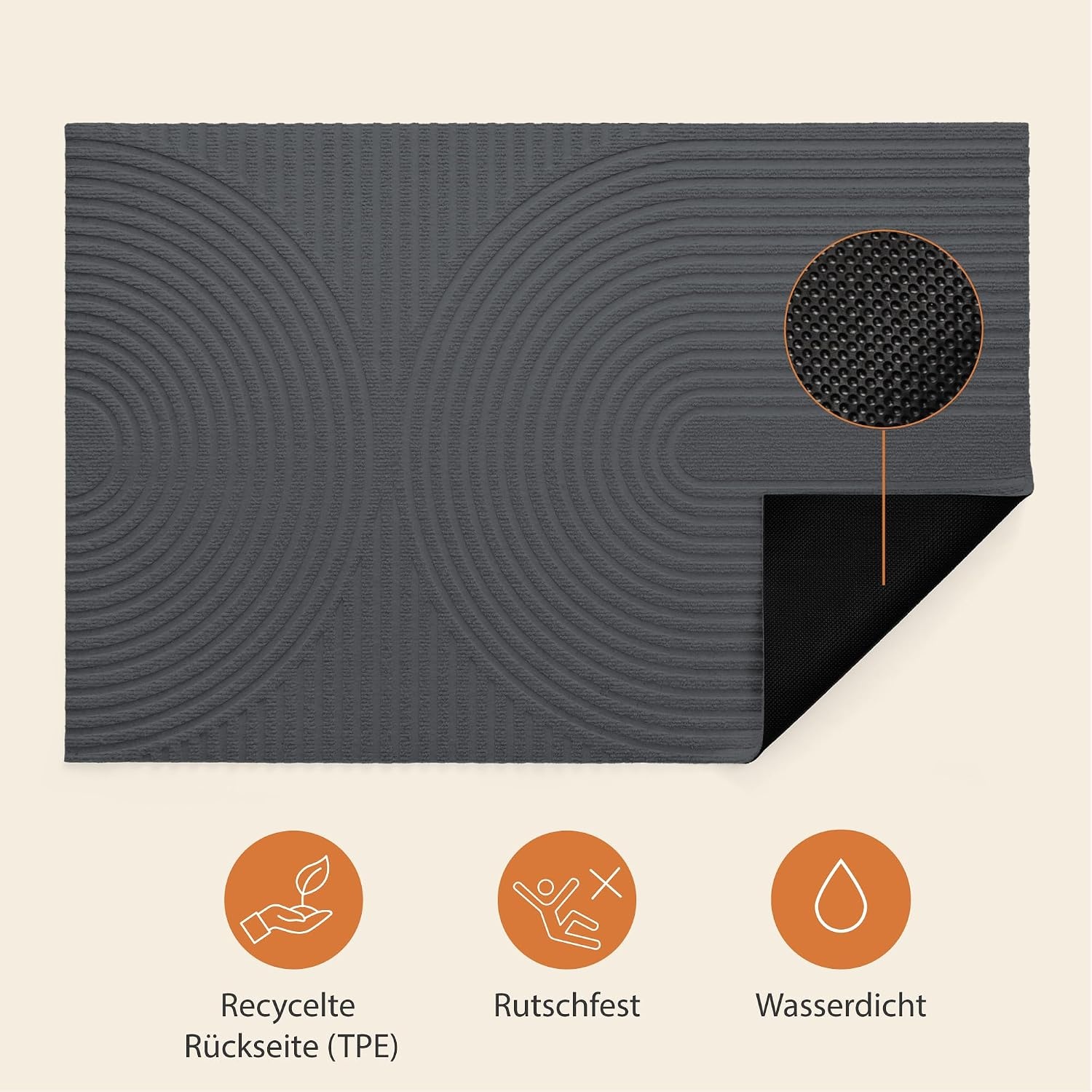 Fußmatte 70x120 cm Anthrazit - Rutschfest & Waschbar - bis zu 56% Rabatt