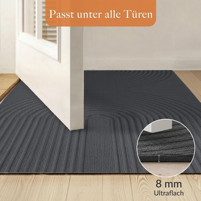 Fußmatte 70x120 cm Anthrazit - Rutschfest & Waschbar - bis zu 56% Rabatt
