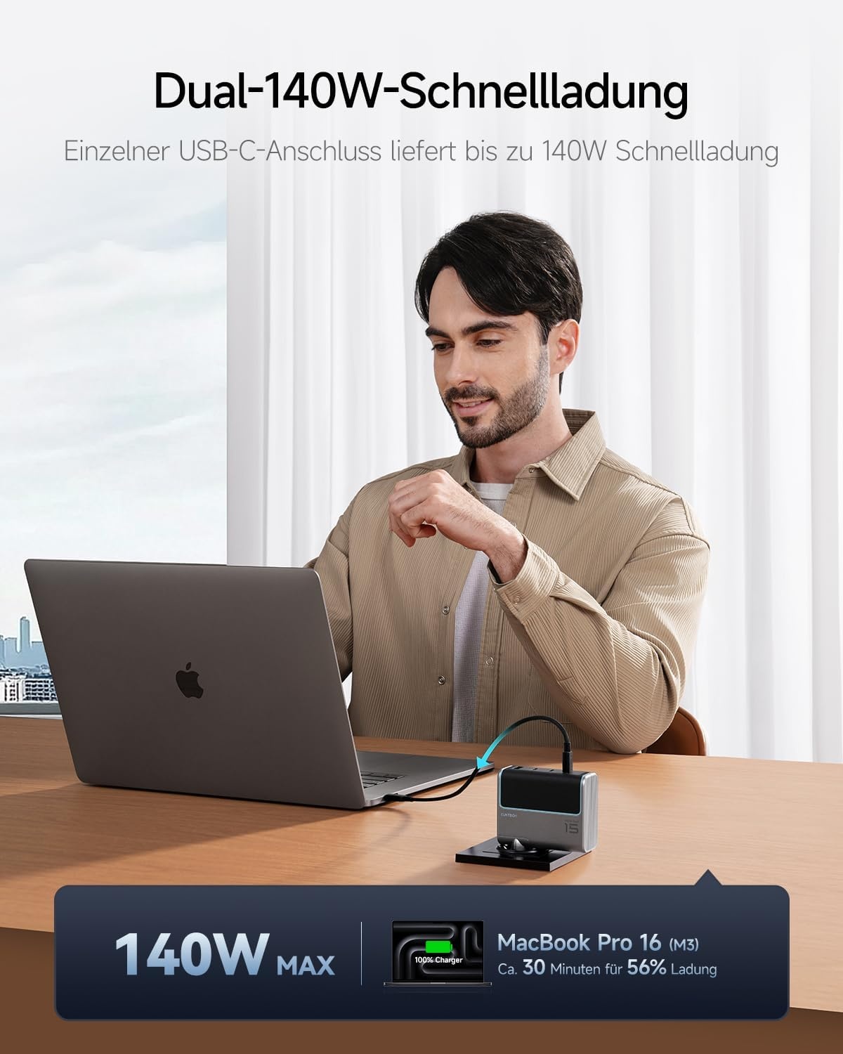140W GaN USB-C Schnellladegerät - 4-Port Ladestation - bis zu 61% Rabatt