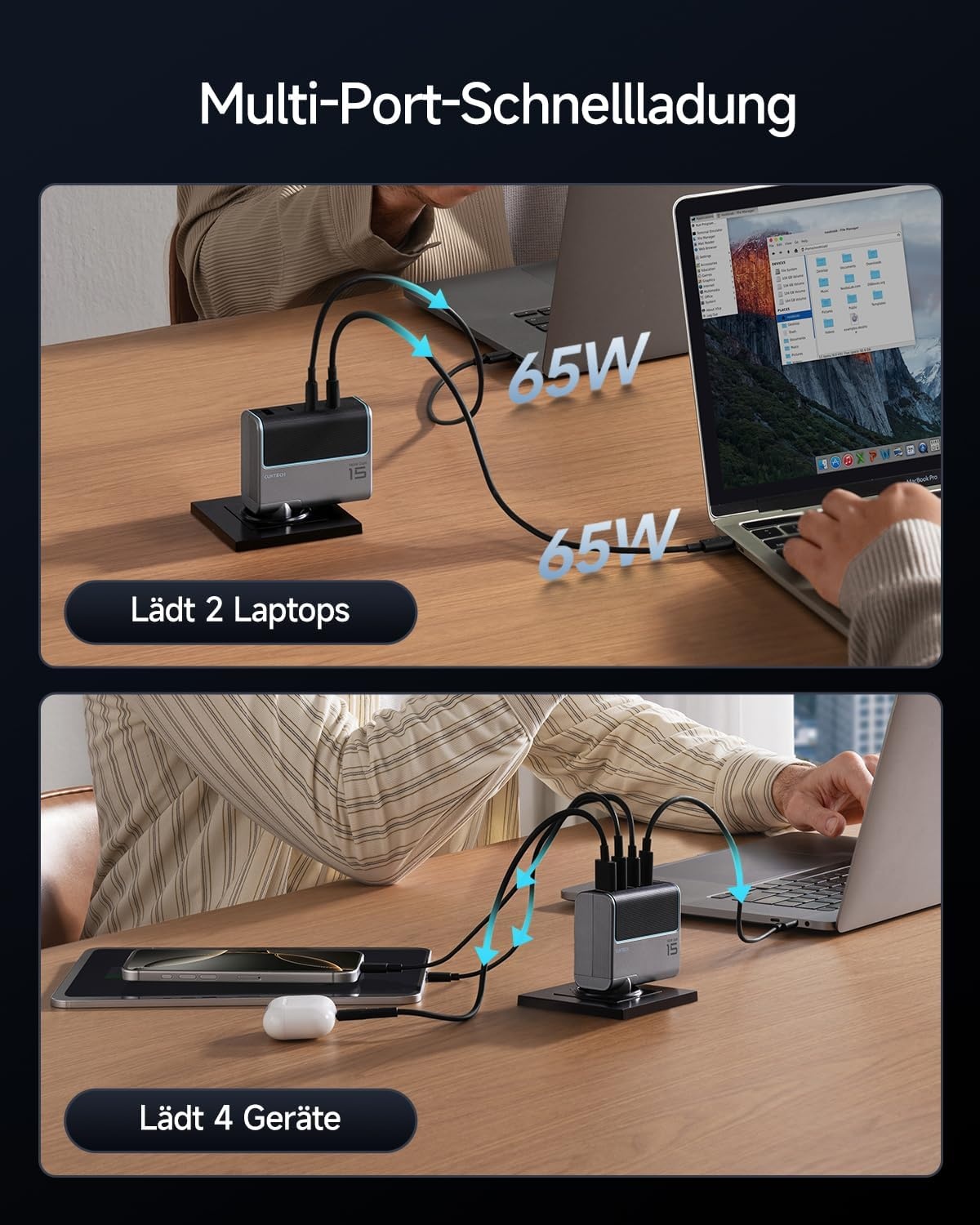140W GaN USB-C Schnellladegerät - 4-Port Ladestation - bis zu 61% Rabatt