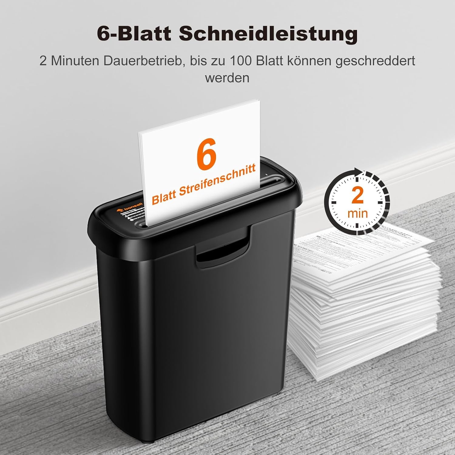 Kompakter Aktenvernichter, 6 Blatt, P2-Sicherheit - bis zu 60% sparen