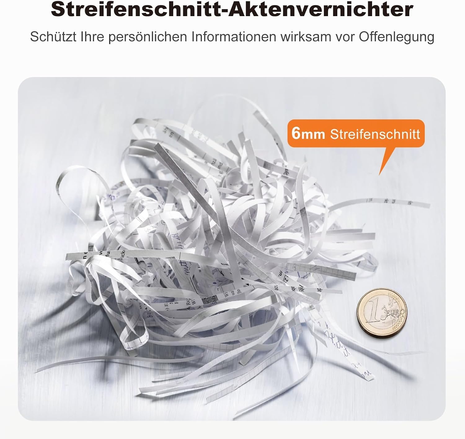Kompakter Aktenvernichter, 6 Blatt, P2-Sicherheit - bis zu 60% sparen