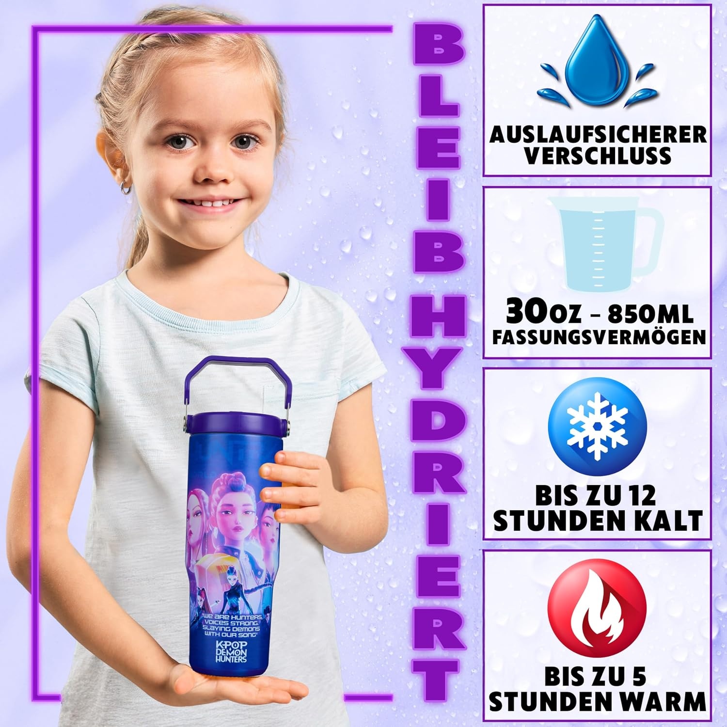 Isolierter Edelstahl Trinkbecher 850ml - Demon Hunters Design - bis zu 59% Rabatt