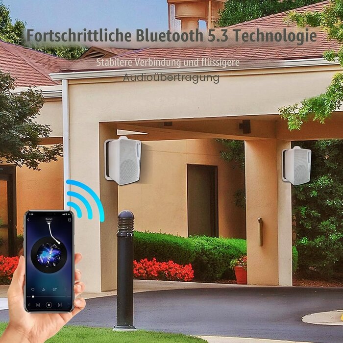 Wasserdichte 200W Außenlautsprecher - Bluetooth 5.3 - Weiß - Sparen bis zu 62%