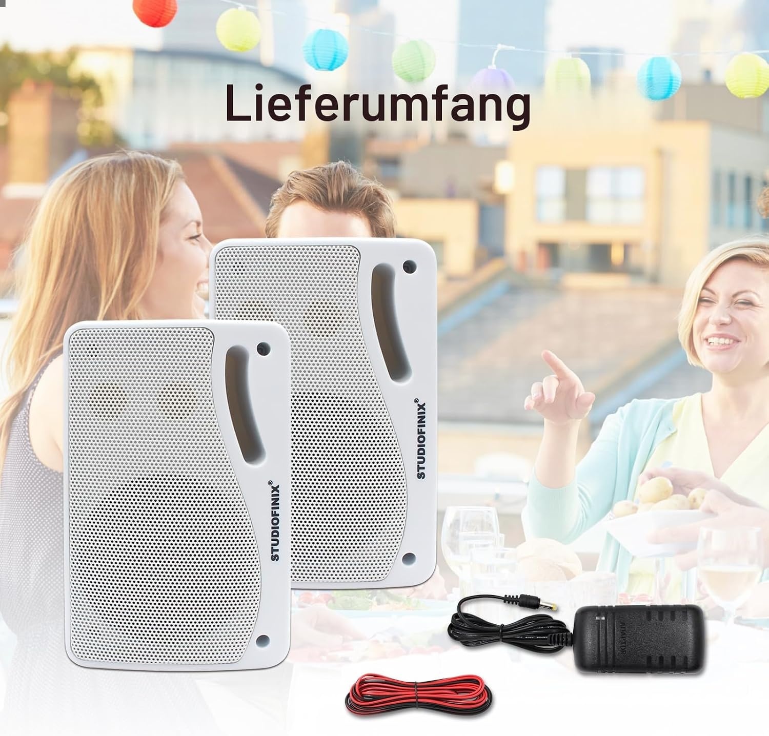 Wasserdichte 200W Außenlautsprecher - Bluetooth 5.3 - Weiß - Sparen bis zu 62%