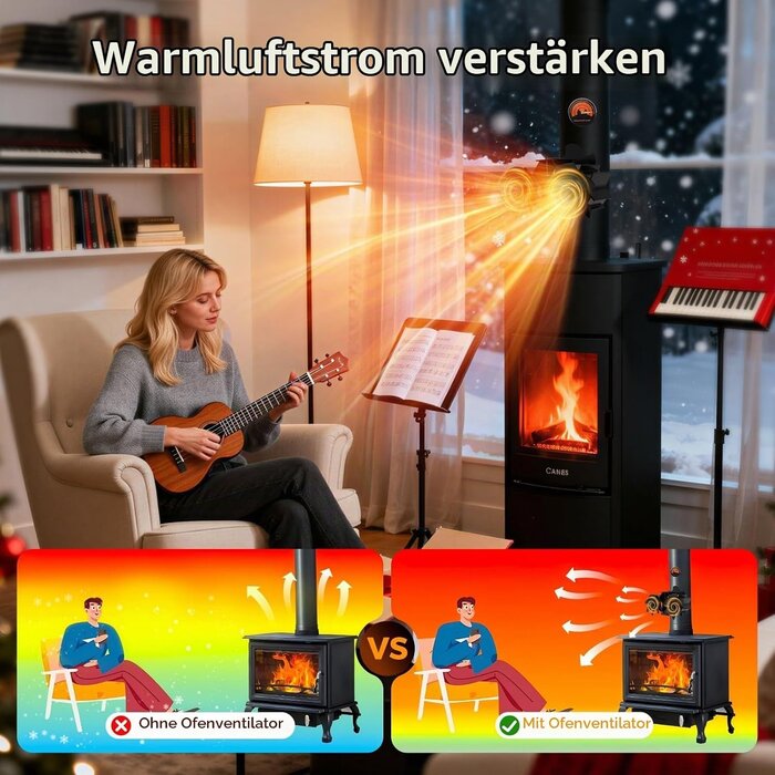 Wärmebetriebener 12-Flügel Kaminventilator - jetzt bis zu 59% Rabatt