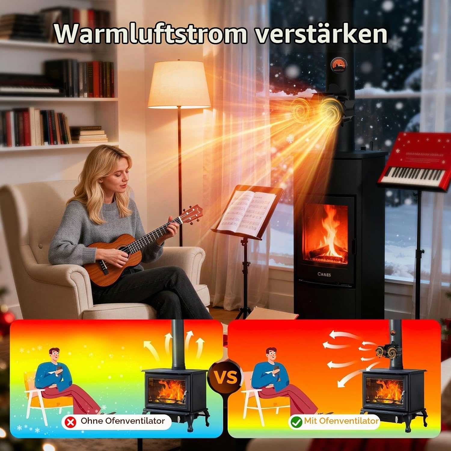 Wärmebetriebener 12-Flügel Kaminventilator - jetzt bis zu 59% Rabatt
